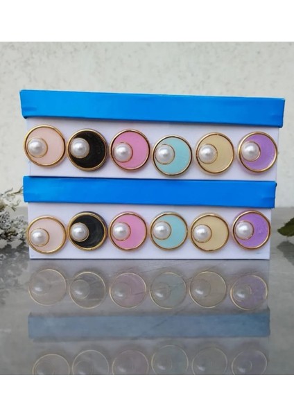 12 Adet 25 mm Renkli Özel Döküm Büyük Incili Crop Düğme