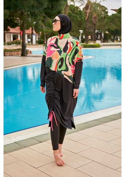 Paraşüt Siyah Tam Kapalı Tesettür Mayo M2423 fiyatları