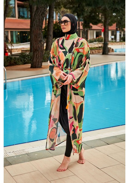 Paraşüt Siyah Tam Kapalı Tesettür Mayo M2423 modelleri