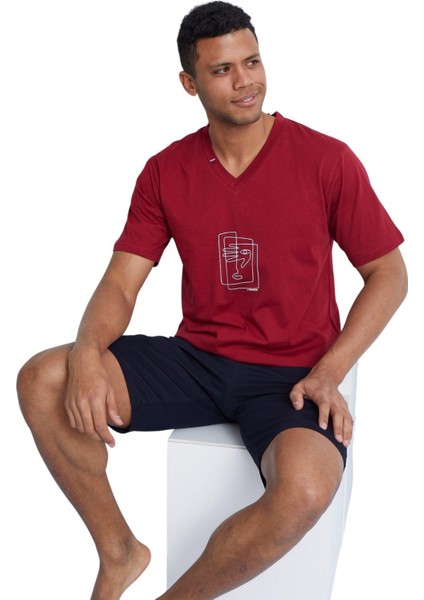 Erkek Mürdüm Kısa Kol Şortlu Pijama Takımı 2019 fiyatları