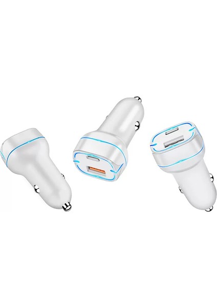 38W PD20W + Qc3.0 USB Hızlı Fast Araç Çakmaklık Şarjı USB Type-C Bir Arada