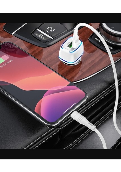 38W PD20W + Qc3.0 USB Hızlı Fast Araç Çakmaklık Şarjı USB Type-C Bir Arada