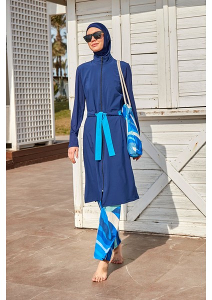 Paraşüt Lacivert Tam Kapalı Tesettür Mayo M2428 modelleri