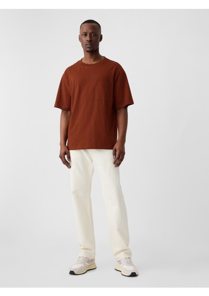 Erkek Kahverengi Cepli Everyday Soft Oversize T-Shirt