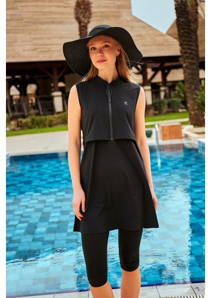 Paraşüt Siyah Taytlı Yarı Kapalı Mayo M2458