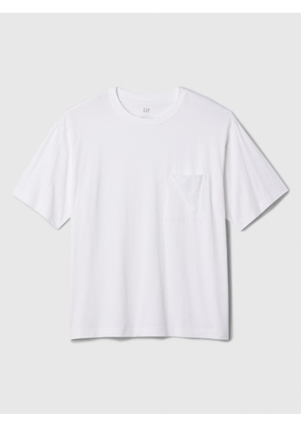 Erkek Beyaz Cepli Everyday Soft Oversize T-Shirt