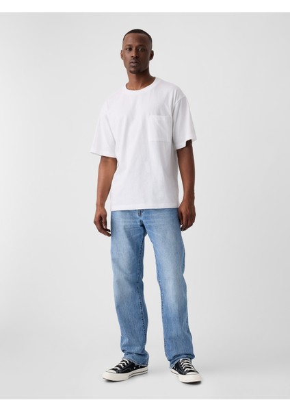 Erkek Beyaz Cepli Everyday Soft Oversize T-Shirt