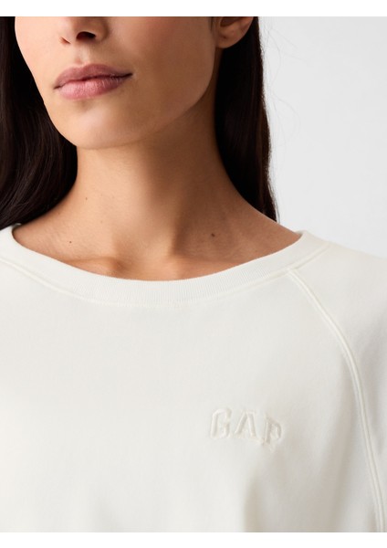 Kadın Kırık Beyaz Gap Logo Kısa Kollu Sweatshirt