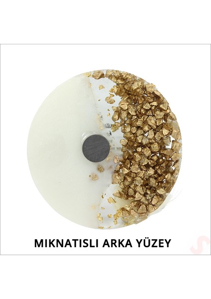 Kutulu ve Süslü Altın Taşlı 6,50 cm Epoksi Magnet - 1 Adet fırsatları