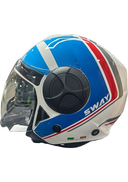 Sw 737 Double Whıte Blue Red Kask