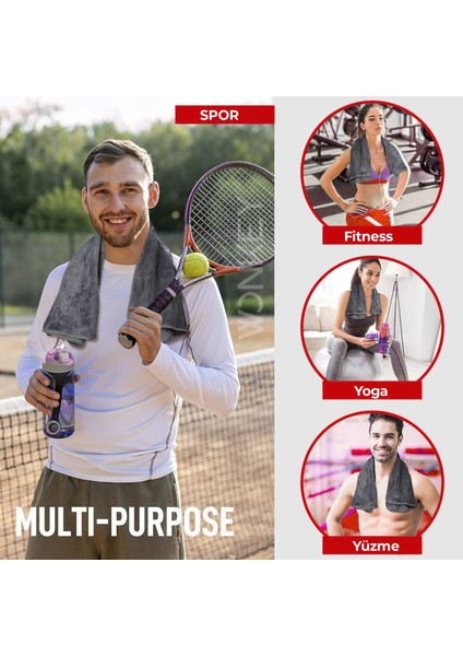 - Sporcu Fitness Antreman Havlusu 30x100 cm, Ultra Hafif ve Hızlı Kuruyan Mikrofiber Spor Havlu, Gym Boks Pilates Tenis Havlusu (2'i Paket - Gri)