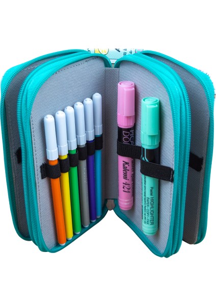 Kalem Kutusu Yolo Unicorn Kawaii Orginazer Vegan Deri Üç Bölmeli (Kalemlik Yeşil) indirimleri