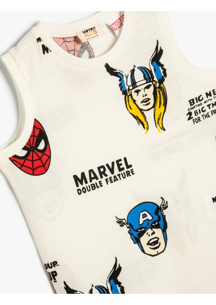 Marvel Atlet Lisanslı Baskılı Kolsuz Bisiklet Yaka modelleri