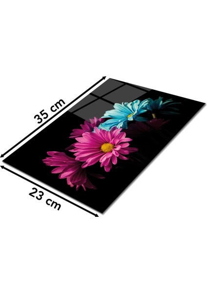 Renkli Çiçekler Cam Kesme Tahtası, Silikon Ayaklı, Sunum Kesim Doğrama Tablası, Temperli ve Rodajlı fiyatları