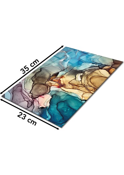 Renkli Mermer Cam Kesme Tahtası, Silikon Ayaklı, Sunum Kesim Doğrama Tablası, Temperli ve Rodajlı fiyatları