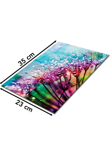 Renkli Karahindiba Cam Kesme Tahtası, Silikon Ayaklı, Sunum Kesim Doğrama Tablası, Temperli Rodajlı fiyatları