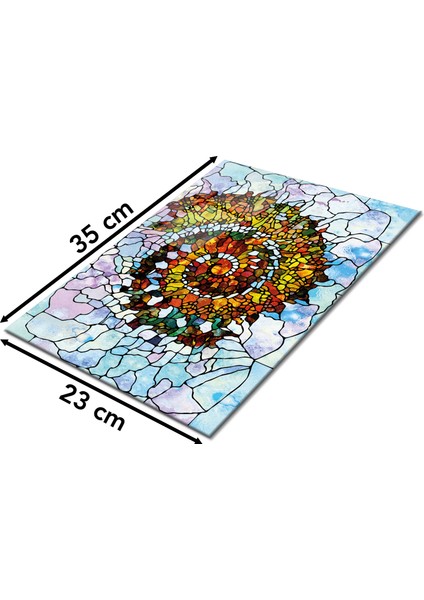 Renkli Fraktal Cam Kesme Tahtası, Silikon Ayaklı, Sunum Kesim Doğrama Tablası, Temperli ve Rodajlı fiyatları