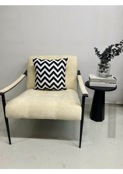 Siyah Beyaz Renk Zigzag Desenli Dekoratif Kırlent Kılıfı modelleri