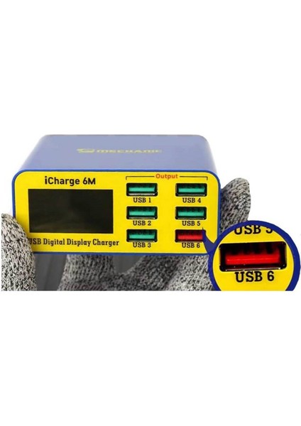 Mechanıc Icharge 6m Dijital Ekran 6 USB Girişi Hızlı Şarj Cihazı