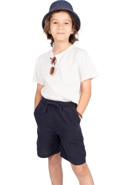 Pamuk-Keten Lacivert Yazlık Erkek Çocuk Şort fiyatları
