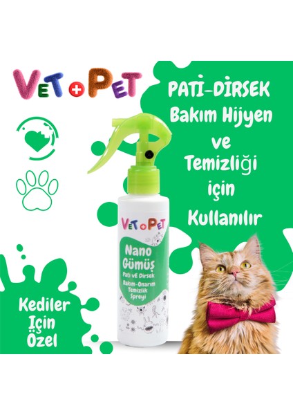 Kedi Için Nano Gümüş Pati ve Dirsek Bakım ve Onarım Temizlik Spreyi