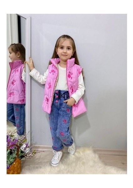Kız Çocuk Yelek Badi Pantolon 3 Lü Takım
