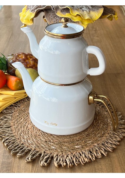 Whıte Pearl Emaye Çaydanlık