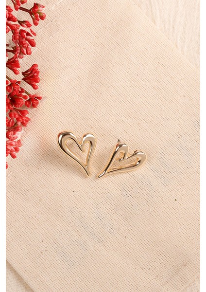 Kadın Asimetrik Kalp Model Bijuteri Küpe