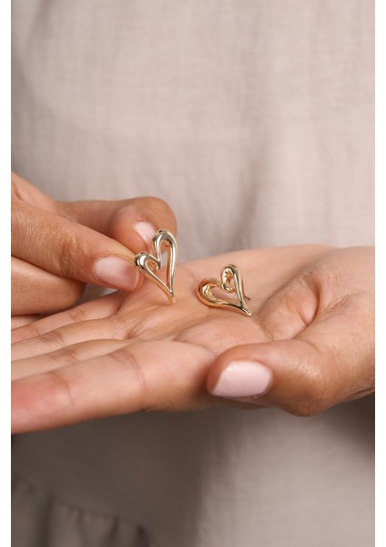 Kadın Asimetrik Kalp Model Bijuteri Küpe modelleri