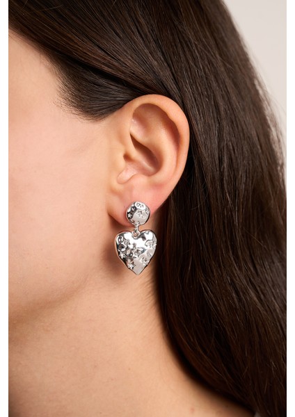 Kadın Sallantılı Kalp Model Bijuteri Küpe