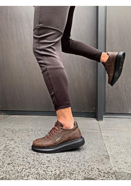 Yüksek Taban Günlük Ayakkabı 040 Kahverengi (Siyah Taban) modelleri