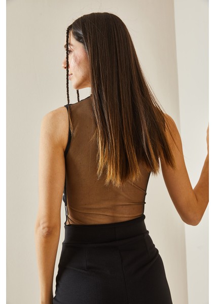 Siyah Transparan Detaylı Crop Bluz 5YXK2-48609-02 fırsatları