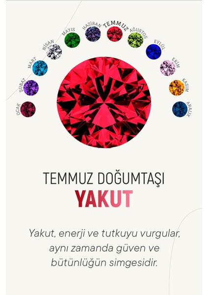 Temmuz Yakut Doğum Taşı Çiçek Motifli Telkari Gümüş Kolye