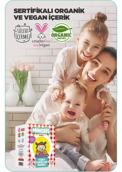 Baby Organik Yüzey Temizleme Mendili Tek Paketli 20 Yaprak x 2 Adet