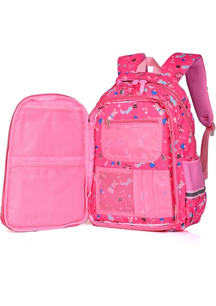Geniş Hacimli Terletmeyen Ortopedik Sırt Destekli Tavşan Desenli Ilkokul Sırt Çantası Pembe indirimleri