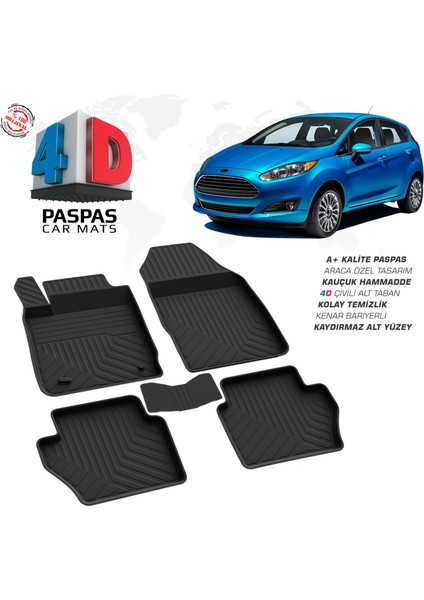 Ford Fiesta 8 Ferrous 4d Havuzlu Kauçuk Paspas 2018 ve Üstü