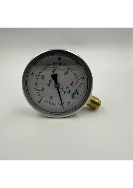 Ø 100 - 0 - 40 Bar 1/2 Gliserinli Alttan Çıkışlı Manometre