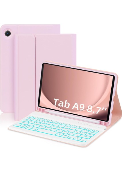 Samsung Galaxy Tab A9 8.7" X110 X115 X117 Türkçe Qwerty Tuş Takımlı Rgb Işıklı Klavyeli Kılıf