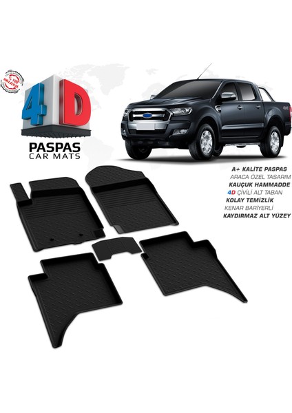 Ford Ranger 3 Ferrous 4d Havuzlu Kauçuk Paspas 2015 2022