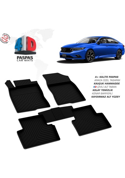 Honda Civic 11 Sd Ferrous 4d Havuzlu Kauçuk Paspas 2021 ve Üstü