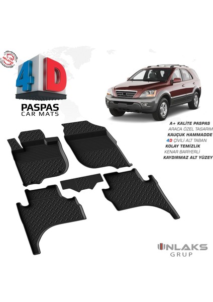 Kia Sorento Ferrous 4d Havuzlu Kauçuk Paspas 2002 2009