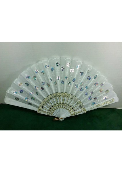 Yelpaze Şık Serinletici Pullu YELPAZE-877-13 Beyaz