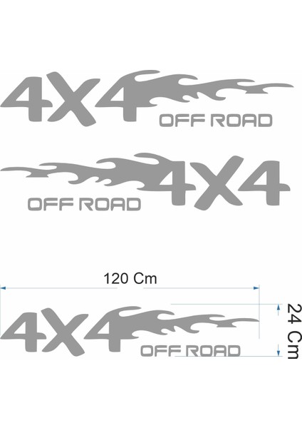 4x4 Offroad Alevli Araba Sticker Sağ ve Sol Set