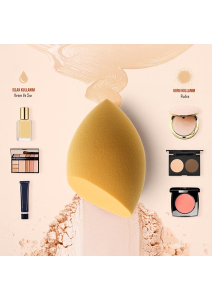 Professional Makeup Sponge 6'Lı Makyaj Süngeri Seti (3 Sarı-3 Turuncu)