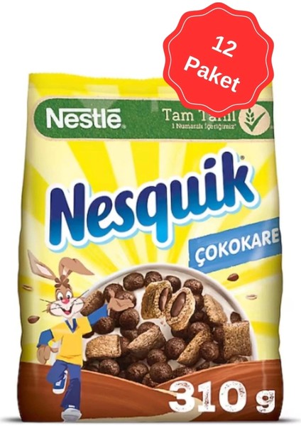 Nesquık Çokokare Kakaolu Tahıl Gevreği 310G x 12 Adet