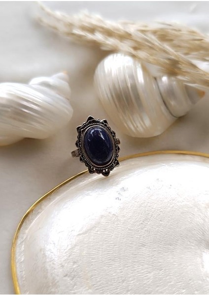 Yüzük Doğal Lapis Taşı Ayarlanabilir Kadın Takı Yeni Sezon Tasarım fırsatları