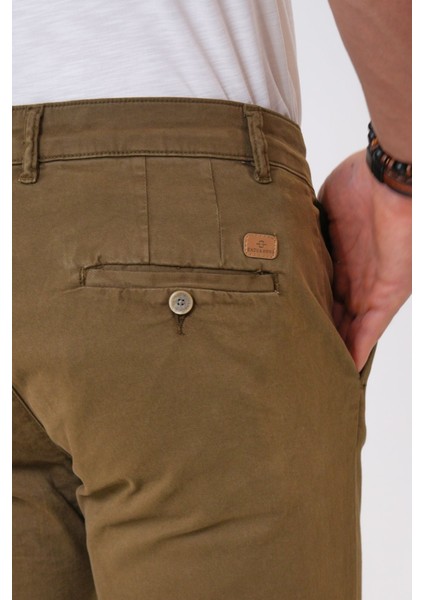 Haki Slim Fit Pamuklu Chino Pantolon