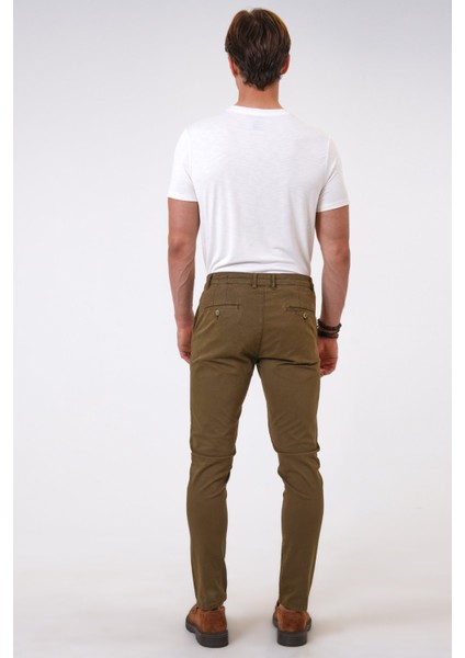 Haki Slim Fit Pamuklu Chino Pantolon