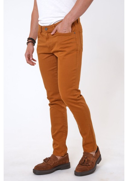 Back And Bond Camel Slim Fit 5 Cepli Pamuklu Kanvas Pantolon