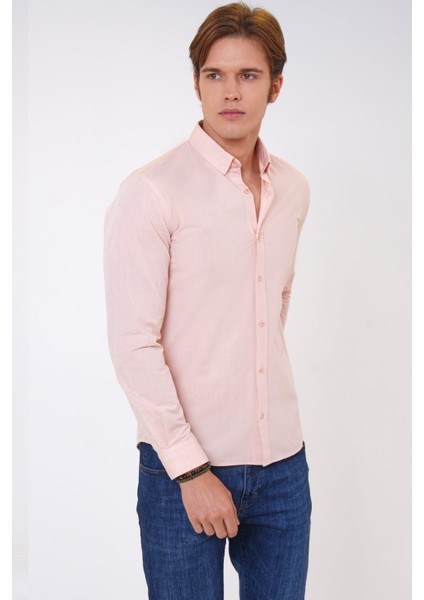 Back And Bond Pembe Slim Fit %100 Pamuk Gömlek